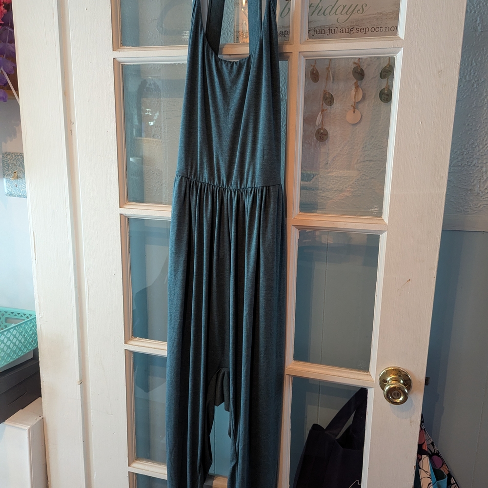 HALARA Teal Sleeveless Jumpsuit